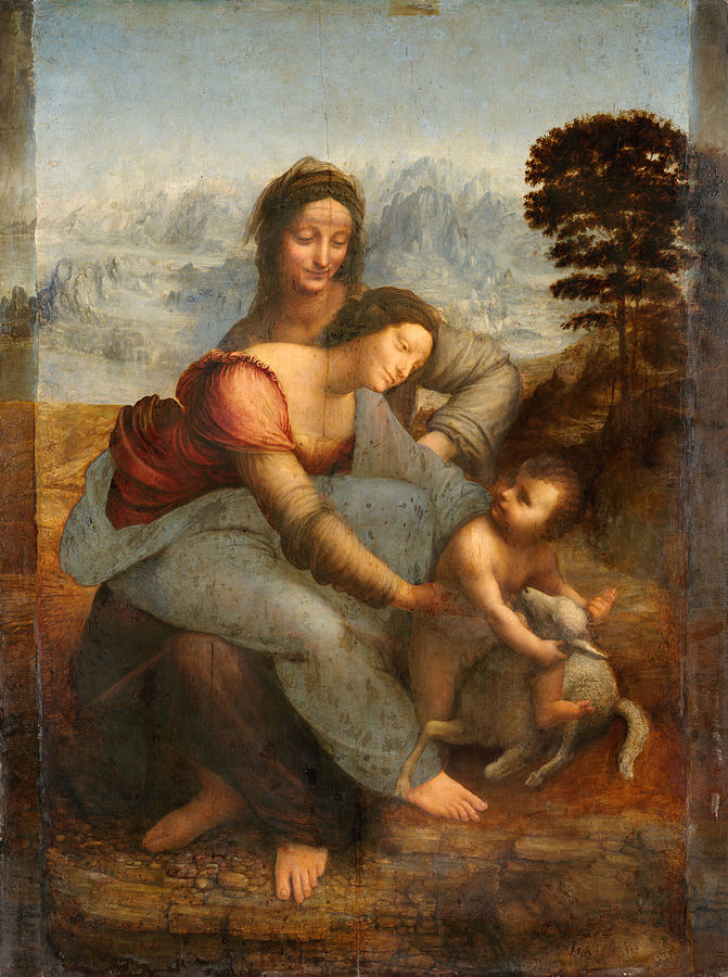 Leonardo da Vinci, Anna Selbdritt, um 1502-1513, Paris, Louvre. Quelle: Wikipedia.