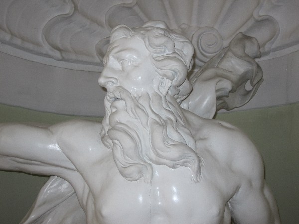 Ingenuin Lechleitner (1676-1731), Neptun (Detail), 1706-1710, Innsbruck, Palais Tannenberg-Enzenberg, Treppenhaus. Foto: Dr. Helmuth Oehler, Innsbruck.